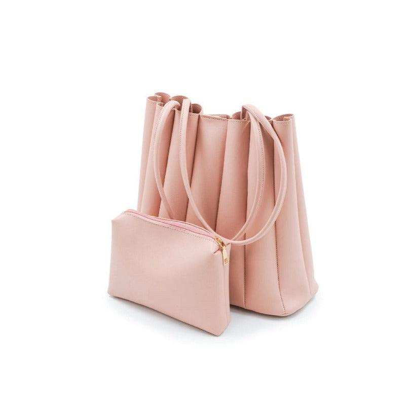 Pleated Tote-Salmon Pink - Esme by Zipit