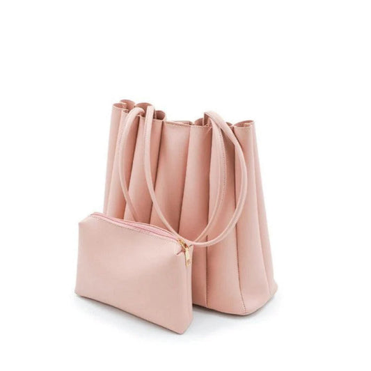 Pleated Tote-Salmon Pink