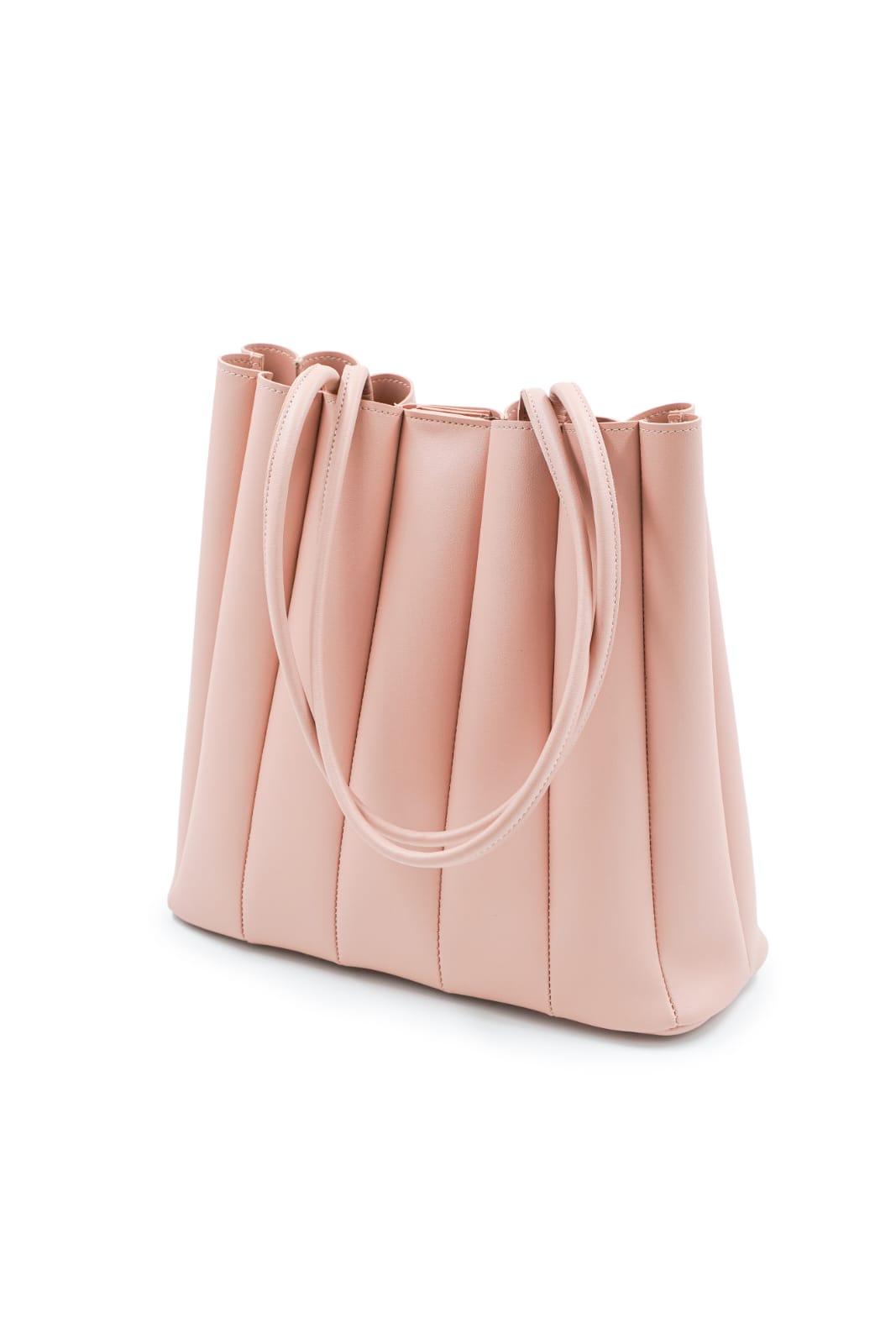 Pleated Tote-Salmon Pink - Esme by Zipit