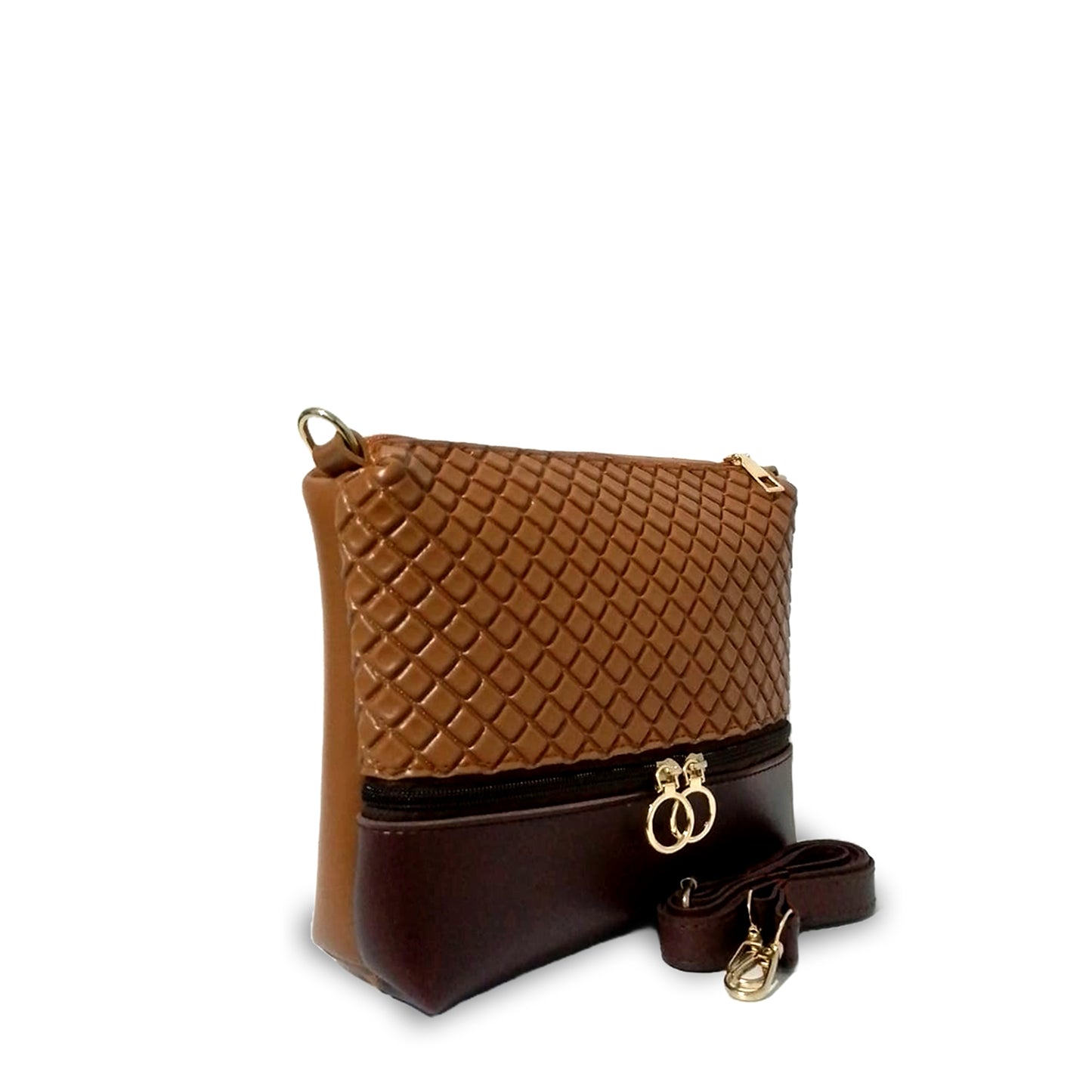 Twin Tone Brown Crossbody Bag