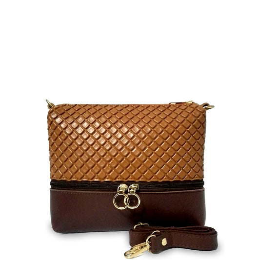 Twin Tone Brown Crossbody Bag