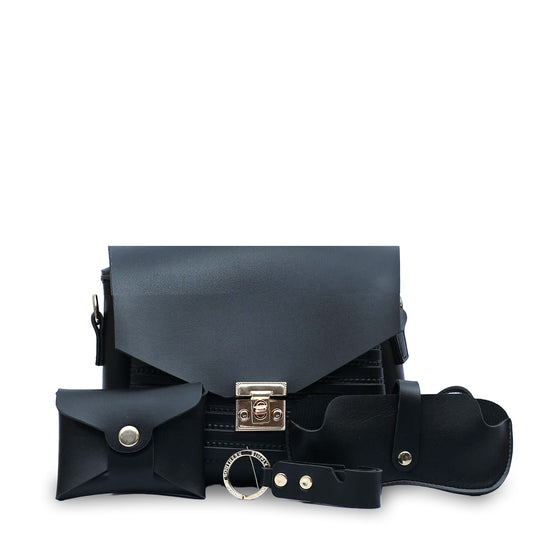 Mini Slouchy Black Crossbody 4Pc