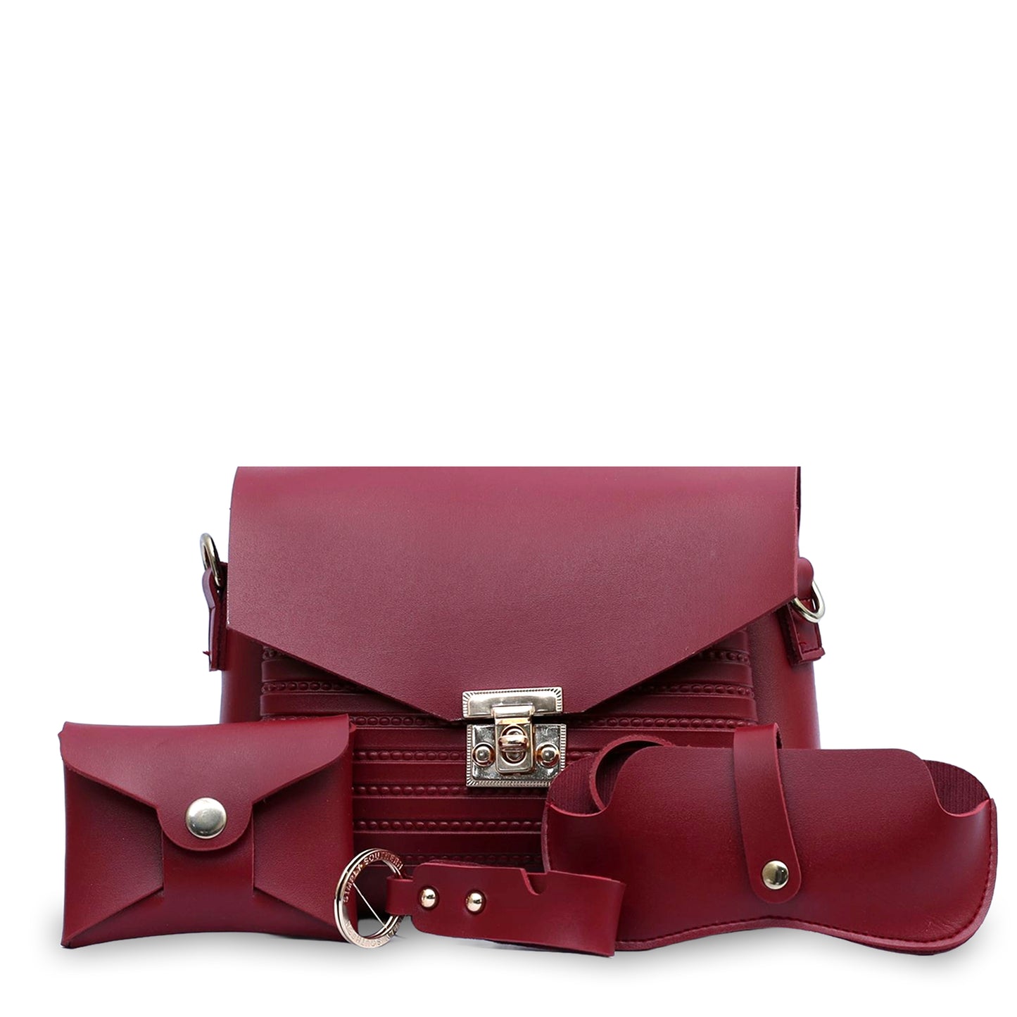 Mini Slouchy Maroon Crossbody 4Pc