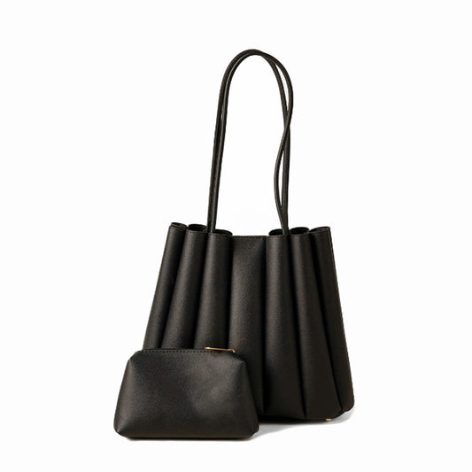 Pleated Tote-Black