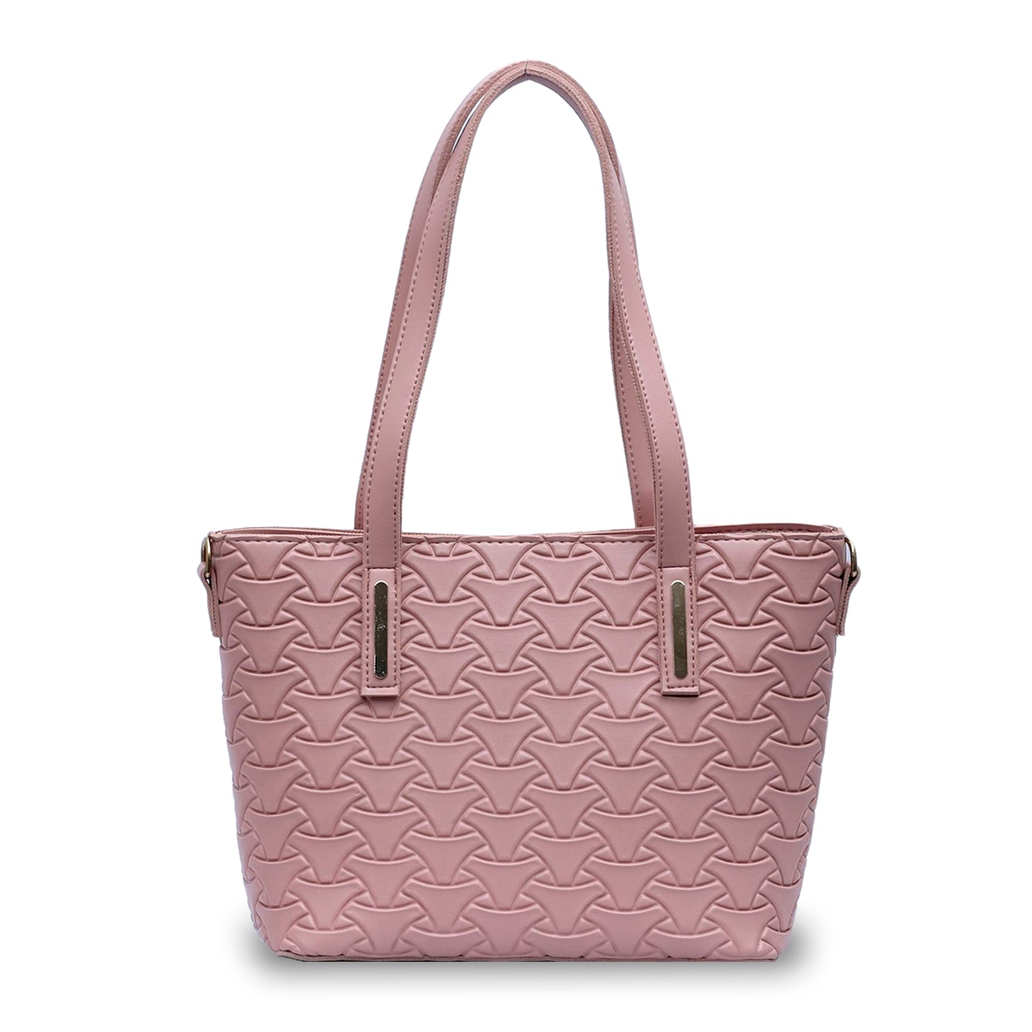 Textured Tote Pink 3Pc Set