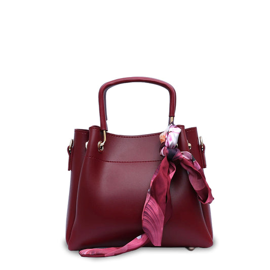 Silk Knote Maroon Handbag